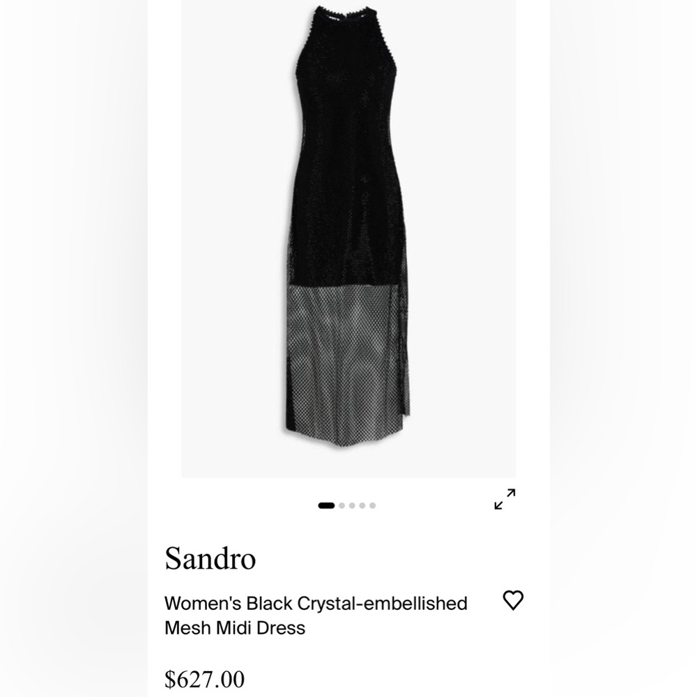 Sandro Black Crystal-embellished Mesh dress